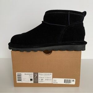 BearPaw Black Suede with 100% Shearling Lined Boots Ladies Size 7   MSRP $74.99